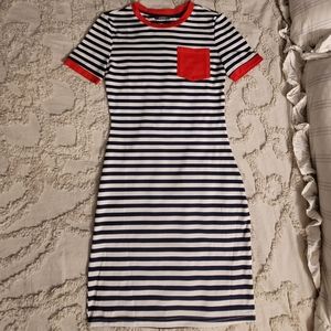 Navy and White Striped Dress